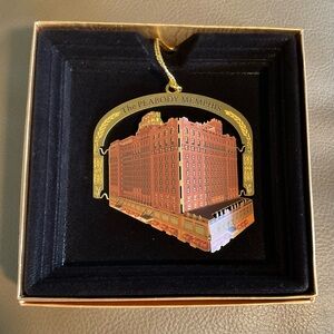 The Peabody Memphis Building Ornament - Red and Gold